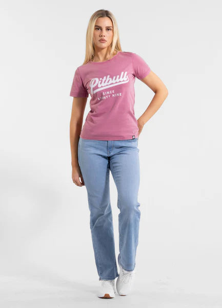 Women's T-Shirt Denim Washed ANGEL LOGO - Pink