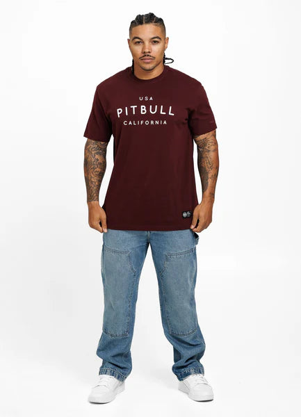 Men's T-Shirt Garment Washed USA CAL - Dark Burgundy