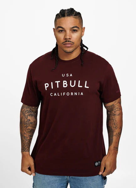 Men's T-Shirt Garment Washed USA CAL - Dark Burgundy