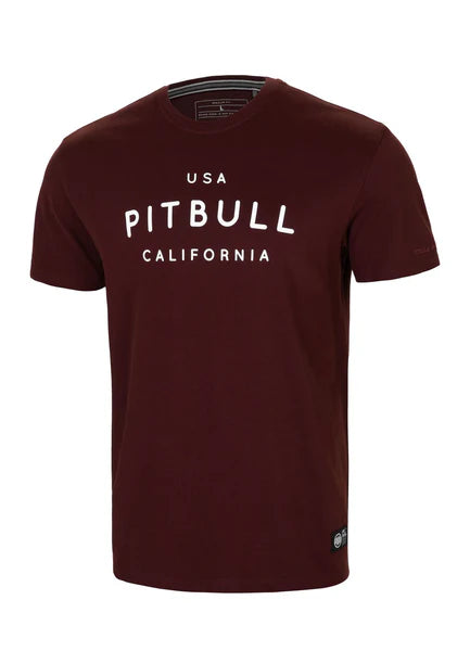 Men's T-Shirt Garment Washed USA CAL - Dark Burgundy