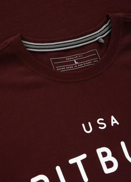 Men's T-Shirt Garment Washed USA CAL - Dark Burgundy