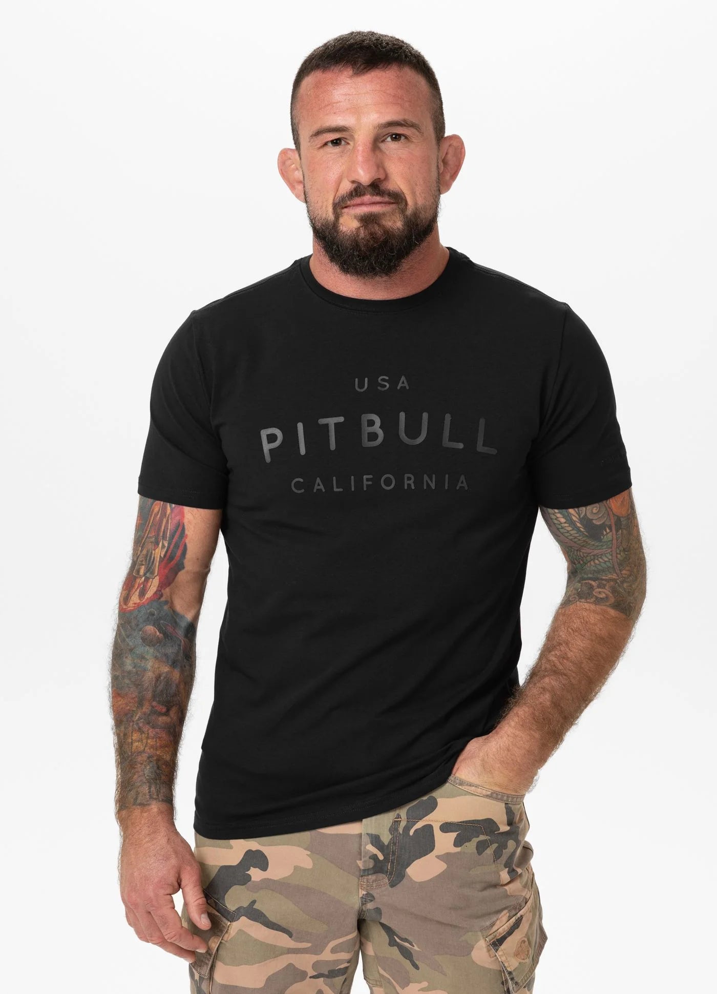 T-Shirt Slim Fit USA CAL - All Black
