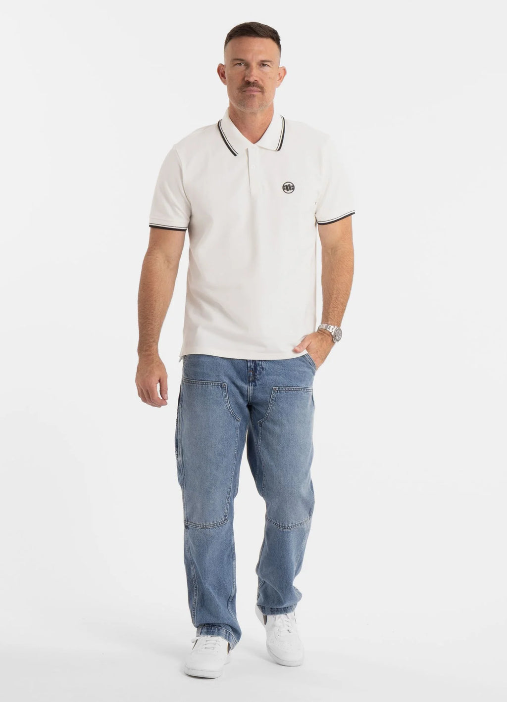 Polo shirt Pique STRIPES REGULAR - Off White