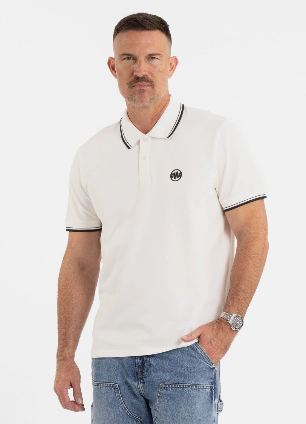 Polo shirt Pique STRIPES REGULAR - Off White
