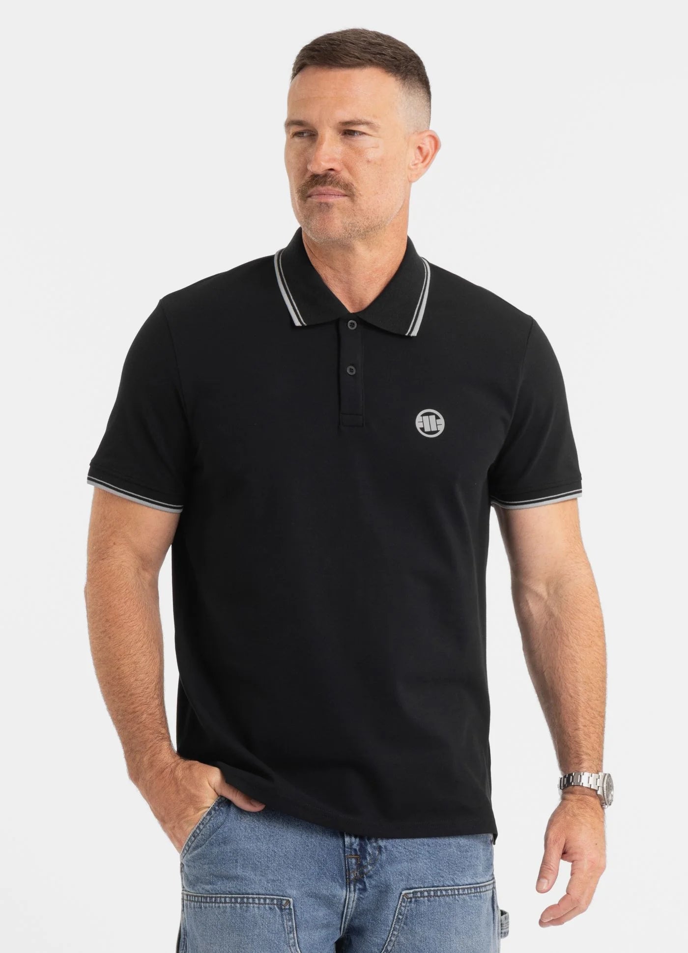 Polo shirt Pique STRIPES REGULAR - Black