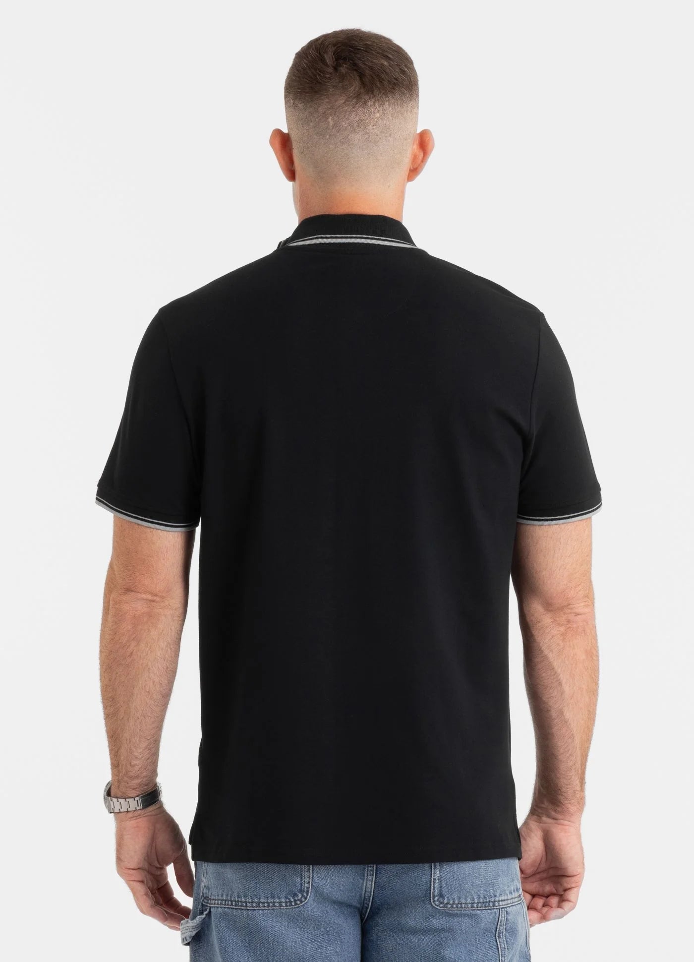Polo shirt Pique STRIPES REGULAR - Black