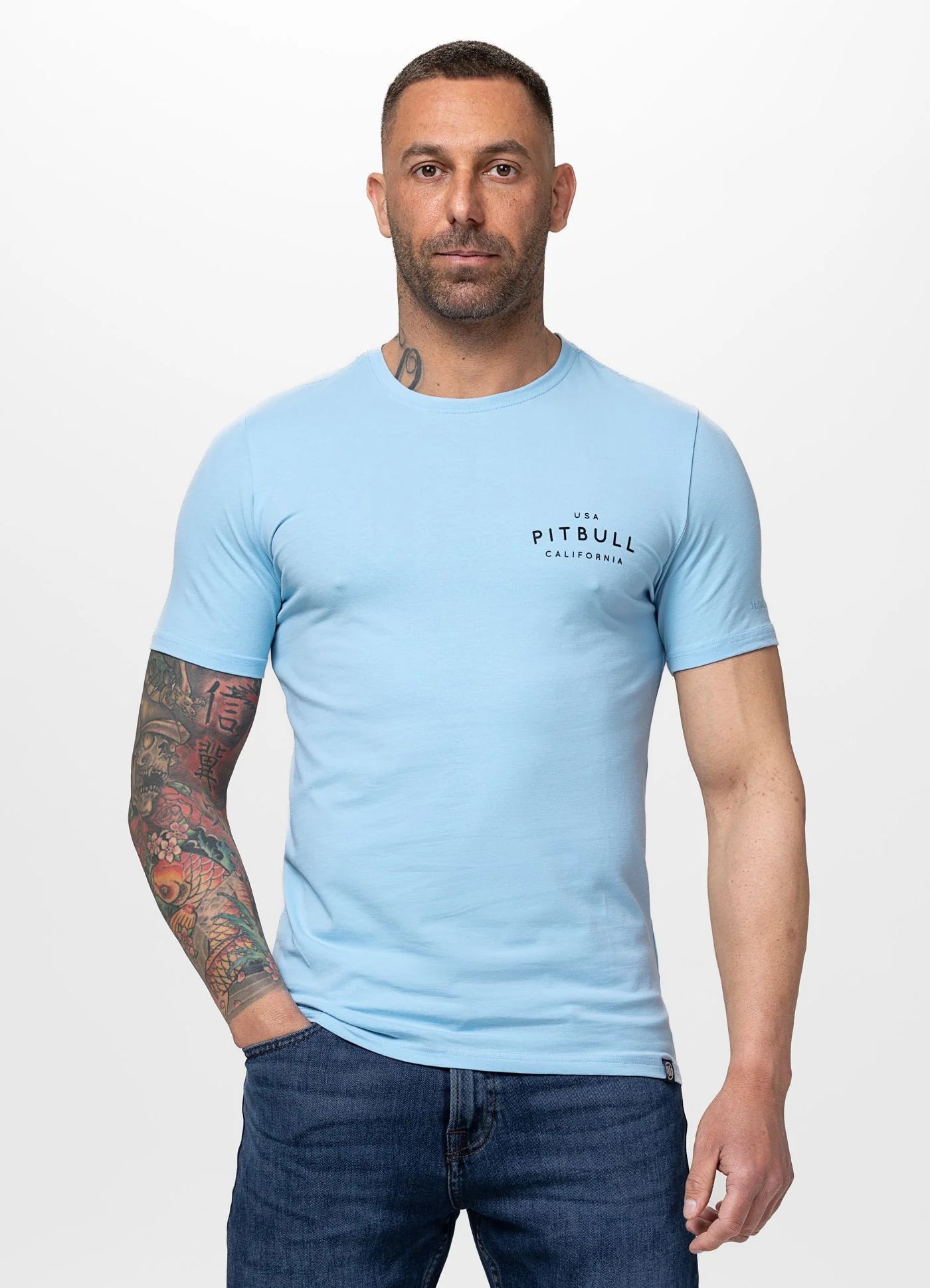T-Shirt Slim Fit USA CAL - Light Blue