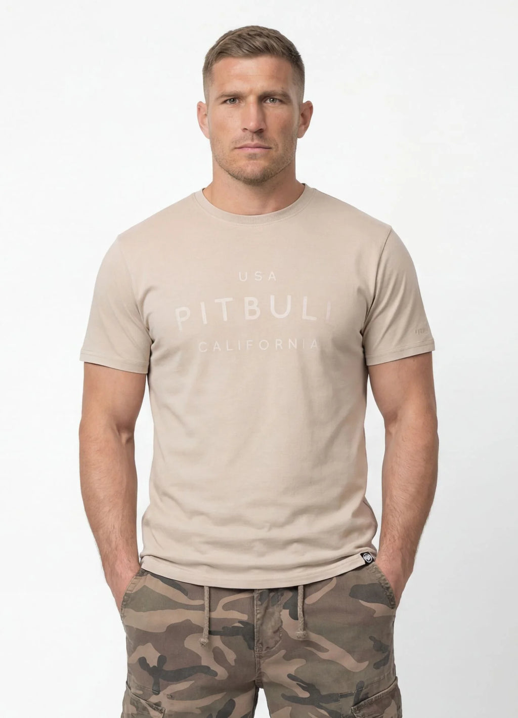 T-Shirt Slim Fit USA CAL - Light Sand
