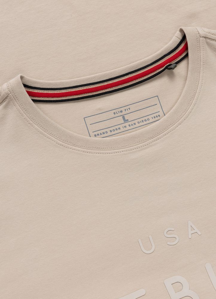 T-Shirt Slim Fit USA CAL - Light Sand