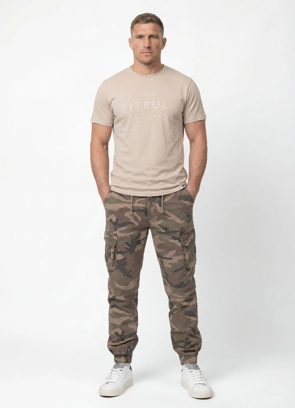T-Shirt Slim Fit USA CAL - Light Sand