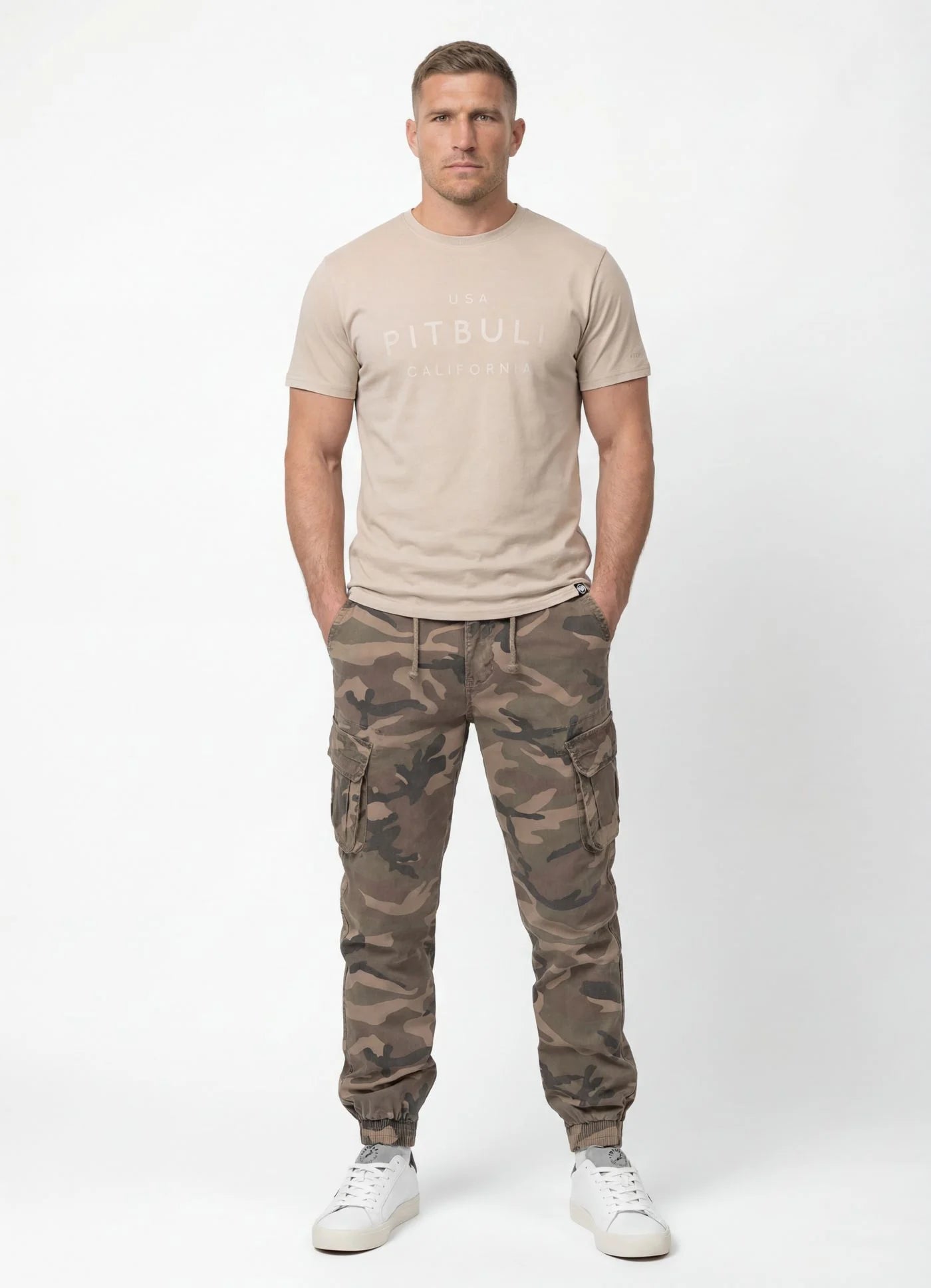 T-Shirt Slim Fit USA CAL - Light Sand