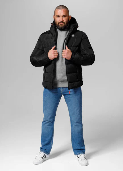 Men Quilted winter jacket with hood AIRWAY V - Black