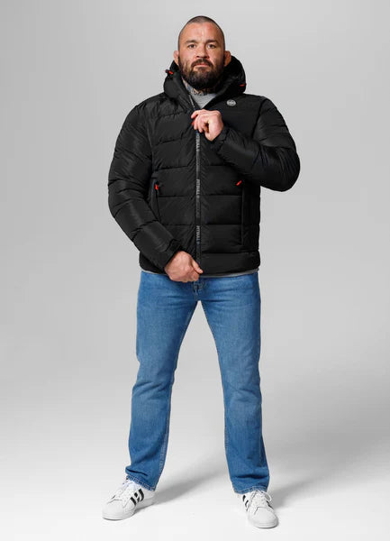 Men Quilted winter jacket with hood AIRWAY V - Black