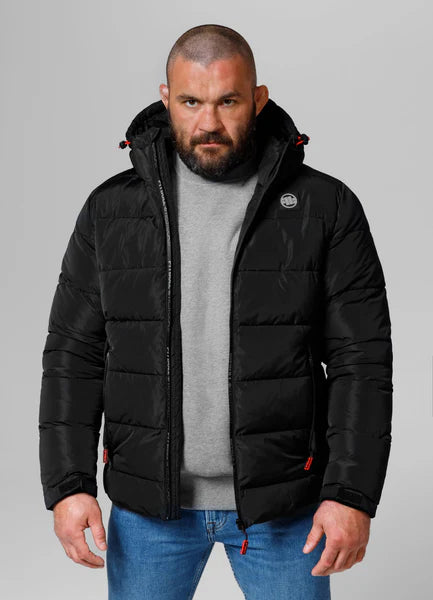 Men Quilted winter jacket with hood AIRWAY V - Black
