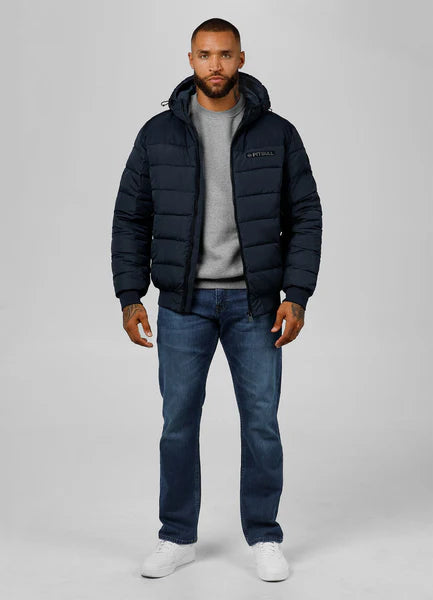 Men Quilted winter jacket with hood DILLON - Dark Blue