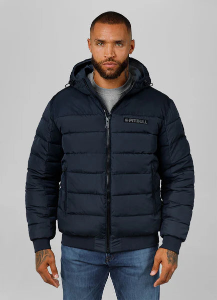 Men Quilted winter jacket with hood DILLON - Dark Blue