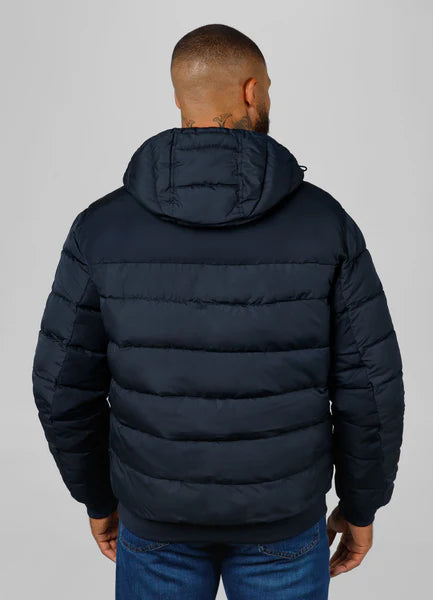Men Quilted winter jacket with hood DILLON - Dark Blue