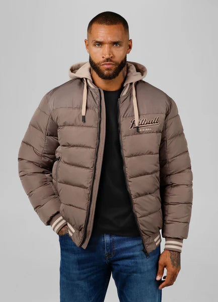 Quilted winter jacket with hood HIDDEN - Light Brown