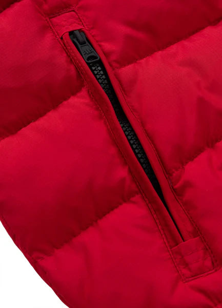 Men Quilted winter jacket with hood HIDDEN - Red