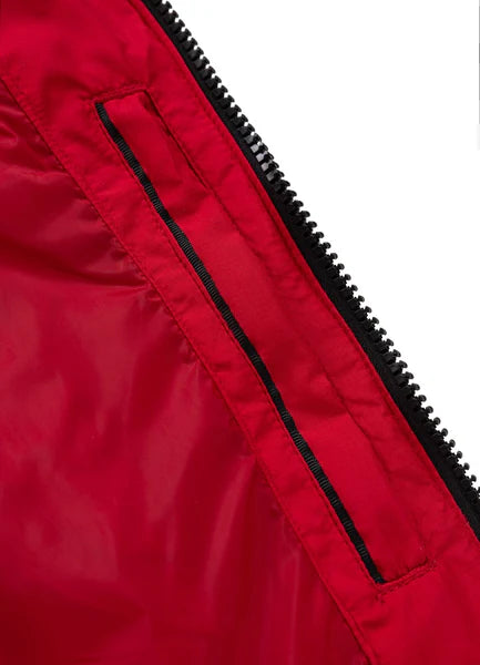 Men Quilted winter jacket with hood HIDDEN - Red