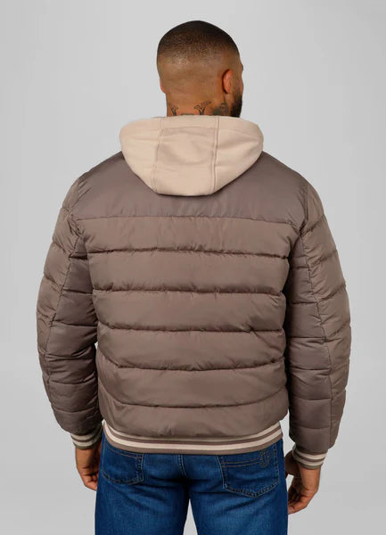 Quilted winter jacket with hood HIDDEN - Light Brown