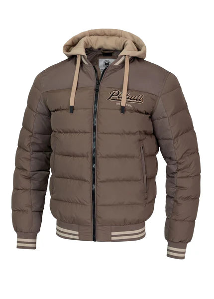 Quilted winter jacket with hood HIDDEN - Light Brown