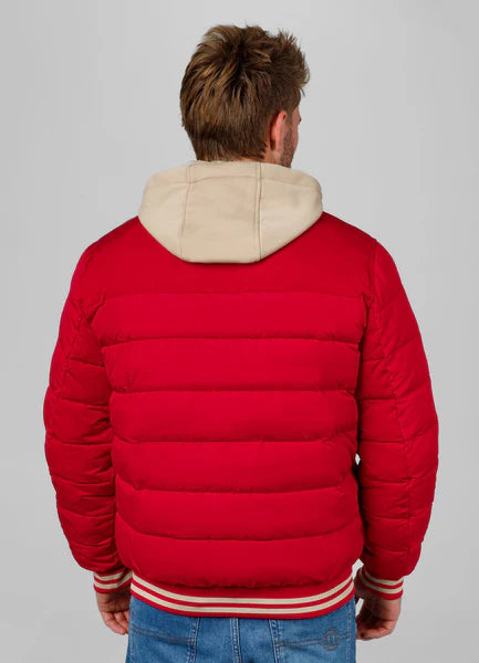 Men Quilted winter jacket with hood HIDDEN - Red
