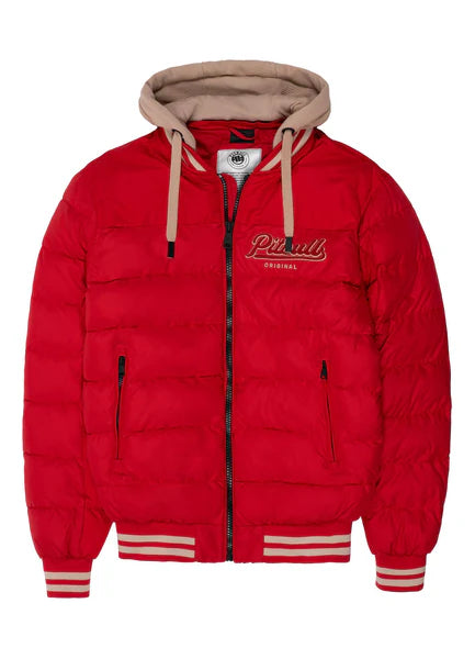 Men Quilted winter jacket with hood HIDDEN - Red