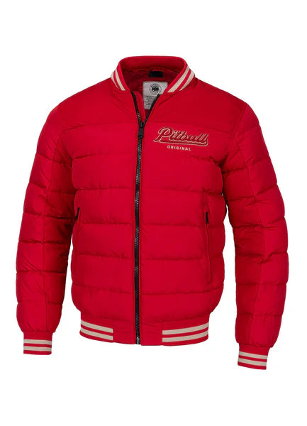 Men Quilted winter jacket with hood HIDDEN - Red