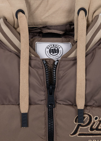 Quilted winter jacket with hood HIDDEN - Light Brown