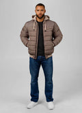 Quilted winter jacket with hood HIDDEN - Light Brown