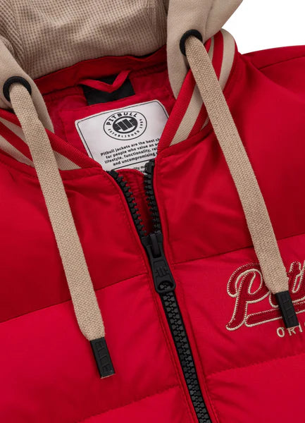 Men Quilted winter jacket with hood HIDDEN - Red