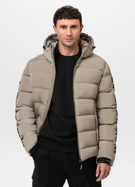 Men Quilted winter jacket with hood AIRWAY IV - Pale Sand