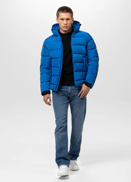 Men Quilted winter jacket with hood AIRWAY IV - Blue