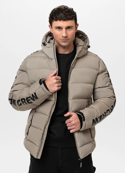 Men Quilted winter jacket with hood AIRWAY IV - Pale Sand