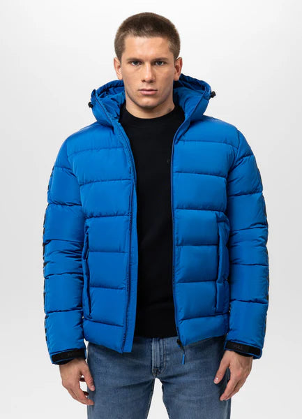 Men Quilted winter jacket with hood AIRWAY IV - Blue