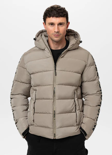 Men Quilted winter jacket with hood AIRWAY IV - Pale Sand