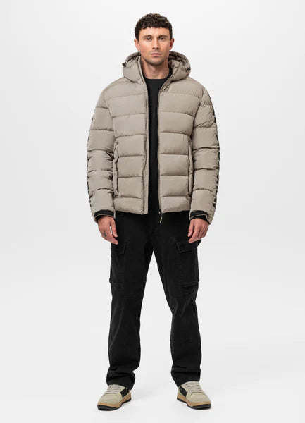 Men Quilted winter jacket with hood AIRWAY IV - Pale Sand