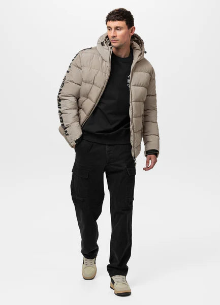 Men Quilted winter jacket with hood AIRWAY IV - Pale Sand