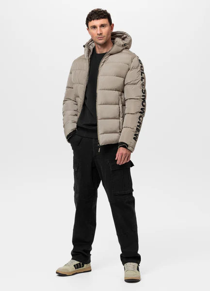 Men Quilted winter jacket with hood AIRWAY IV - Pale Sand