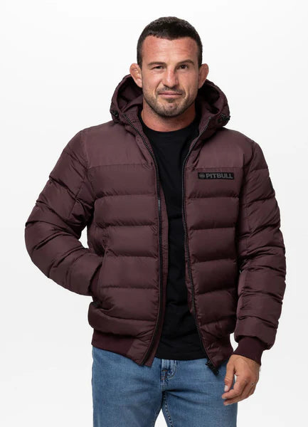Men Quilted winter jacket with hood DILLON - Burgundy