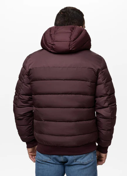 Men Quilted winter jacket with hood DILLON - Burgundy