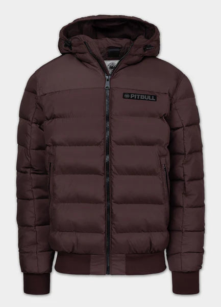 Men Quilted winter jacket with hood DILLON - Burgundy