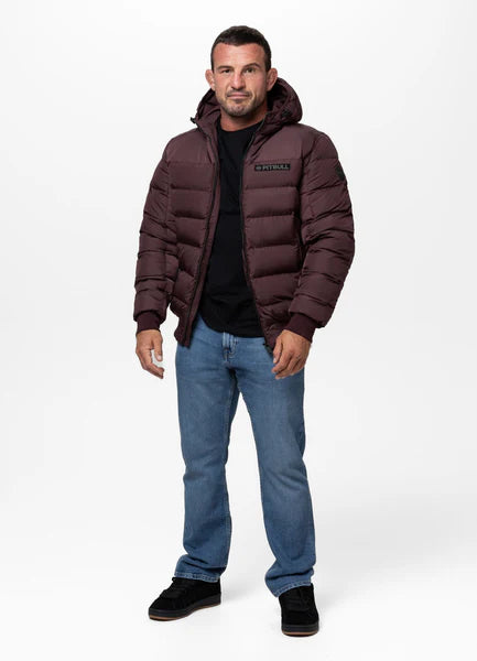Men Quilted winter jacket with hood DILLON - Burgundy