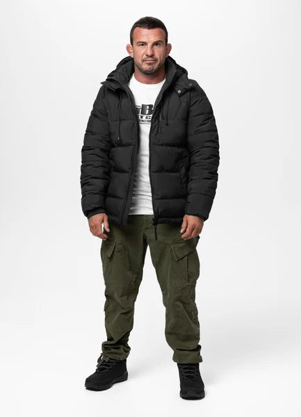 Men Quilted winter jacket with hood PIEDMONT - Black