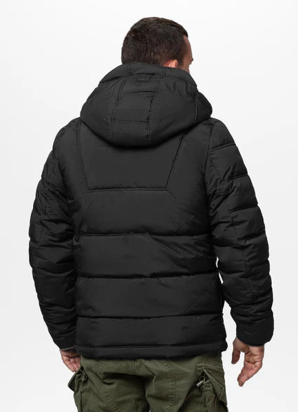 Men Quilted winter jacket with hood PIEDMONT - Black