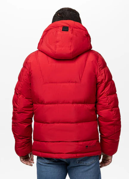 Men Quilted winter jacket with hood PIEDMONT - Fluo Red