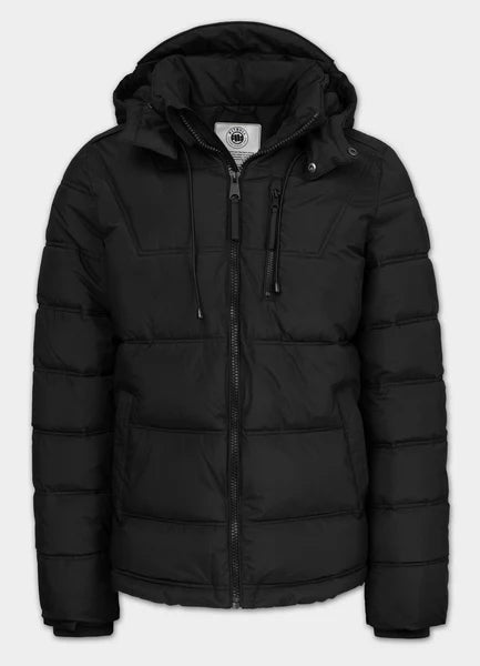 Men Quilted winter jacket with hood PIEDMONT - Black