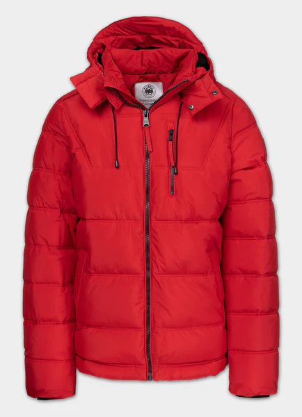 Men Quilted winter jacket with hood PIEDMONT - Fluo Red