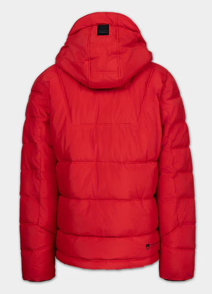 Men Quilted winter jacket with hood PIEDMONT - Fluo Red